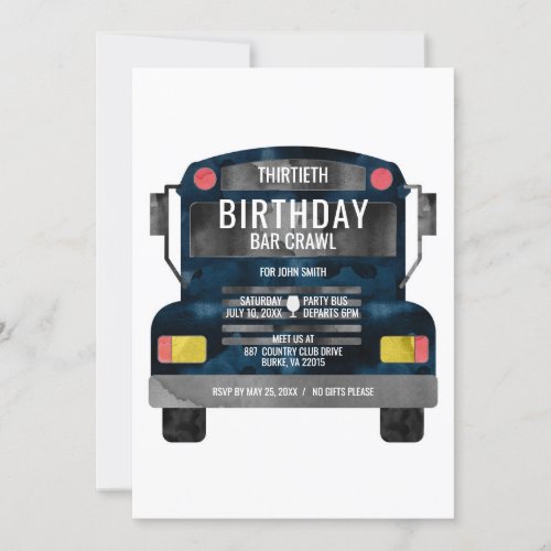 Bar Crawl Party Bus Invitation