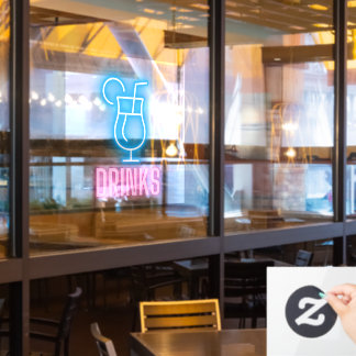 Bar Drinks Neon Window Cling