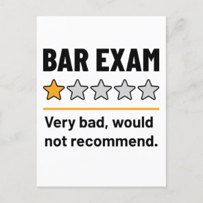 Bar Exam Funny 1 Star Very Bad Would Not Recommend Postcard