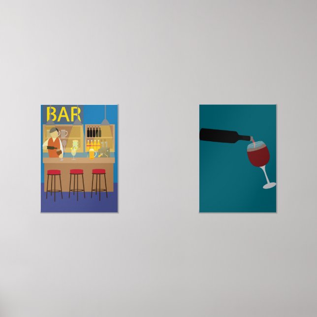 Bar & Filling Wine Glass Wall Art Sets (Front)
