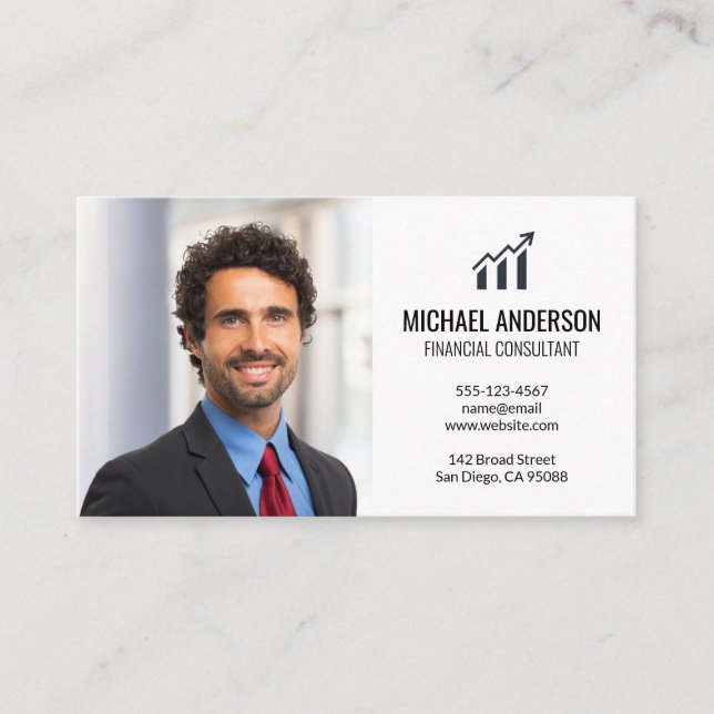 Bar Graph Finance Logo | Business Man Card (Front)