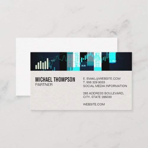 Bar Graph  Leather Texture  Black Abstract Business Card