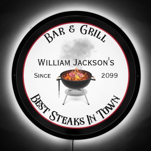 Bar  Grill Best Steaks In Town  LED Sign