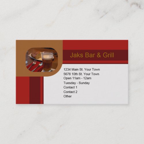 Bar &amp; Grill Business Card Templates