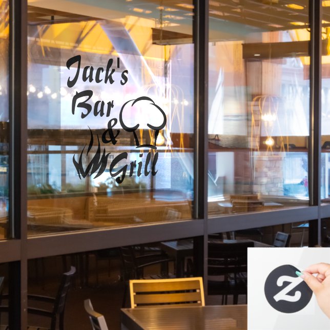Bar & Grill Custom Business Window Cling (Restaurant Window)