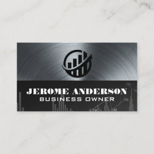 Bar Growth Chart Logo   Finance   Metallic Business Card