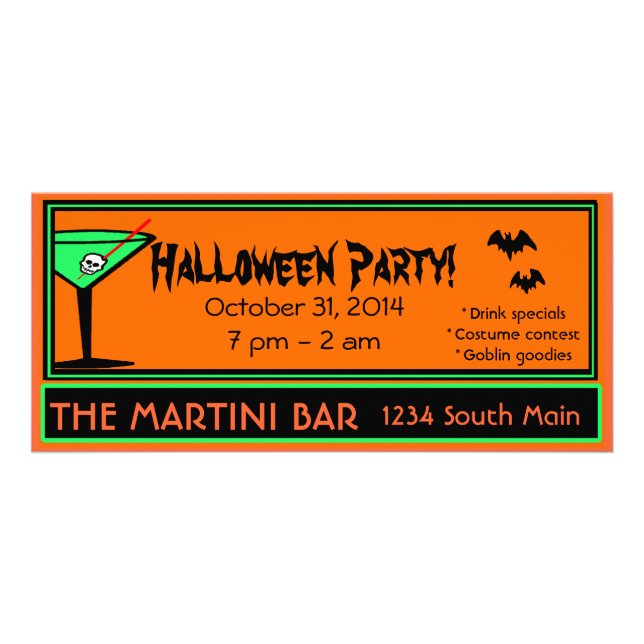 Bar Halloween Party Rack Card (Front)