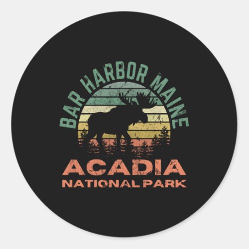 Bar Harbor Acadia National Park Maine Moose Hiking Classic Round Sticker