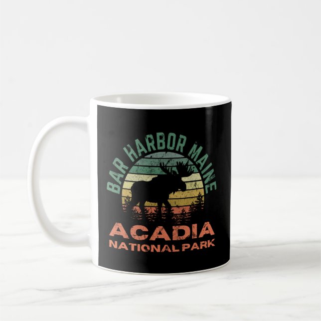 Bar Harbor Acadia National Park Maine Moose Hiking Coffee Mug (Left)