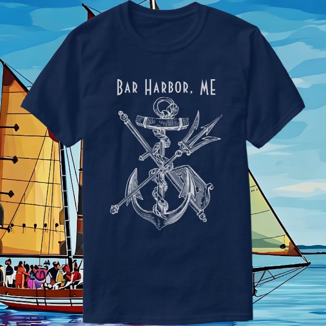 Bar Harbor Maine Boat Anchor Nautical Travel T-Shirt (Bar Harbor Maine Travel Souvenir)