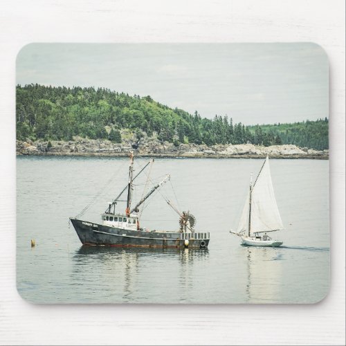 Bar Harbor Maine Boats in the Ocean Mouse Pad