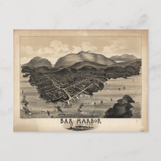 Bar Harbor, Maine in 1886 Postcard (Front)