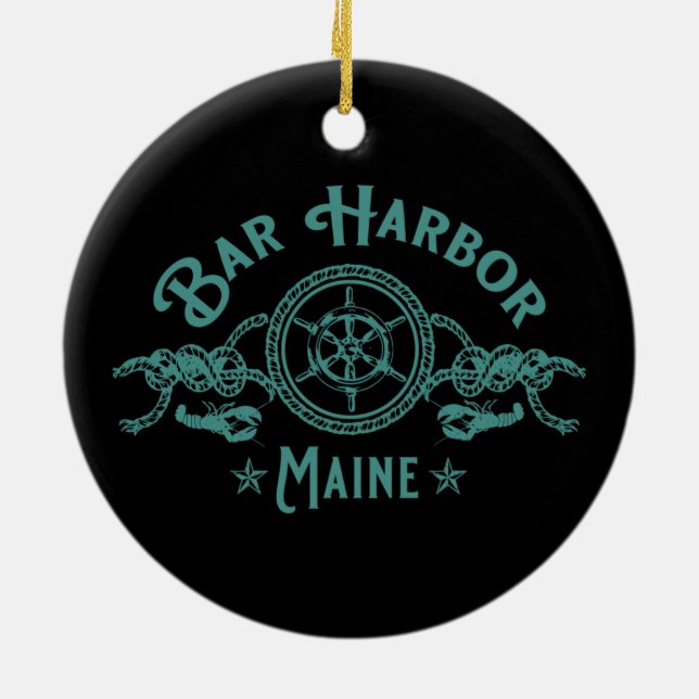 BAR HARBOR MAINE KEEPSAKE SOUVENIR HOLIDAY CERAMIC ORNAMENT (Back)