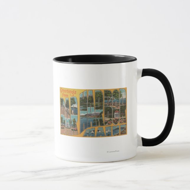 Bar Harbor, Maine - Large Letter Scenes Mug (Right)