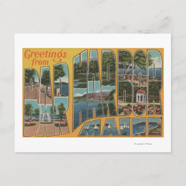 Bar Harbor, Maine - Large Letter Scenes Postcard (Front)