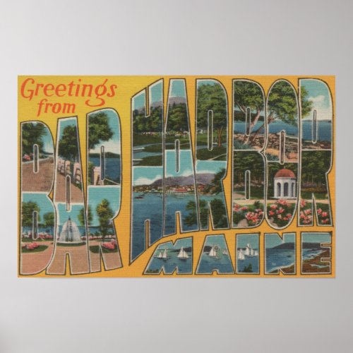 Bar Harbor Maine _ Large Letter Scenes Poster