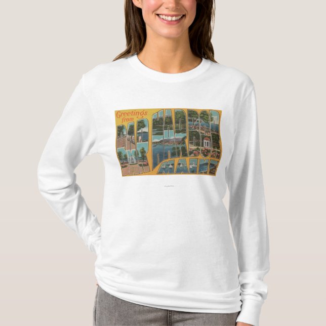 Bar Harbor, Maine - Large Letter Scenes T-Shirt (Front)