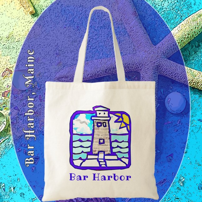 Bar Harbor Maine Lighthouse and Ocean Waves Bag (Creator Uploaded)
