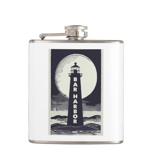 Bar Harbor Maine Lighthouse Moon Flask