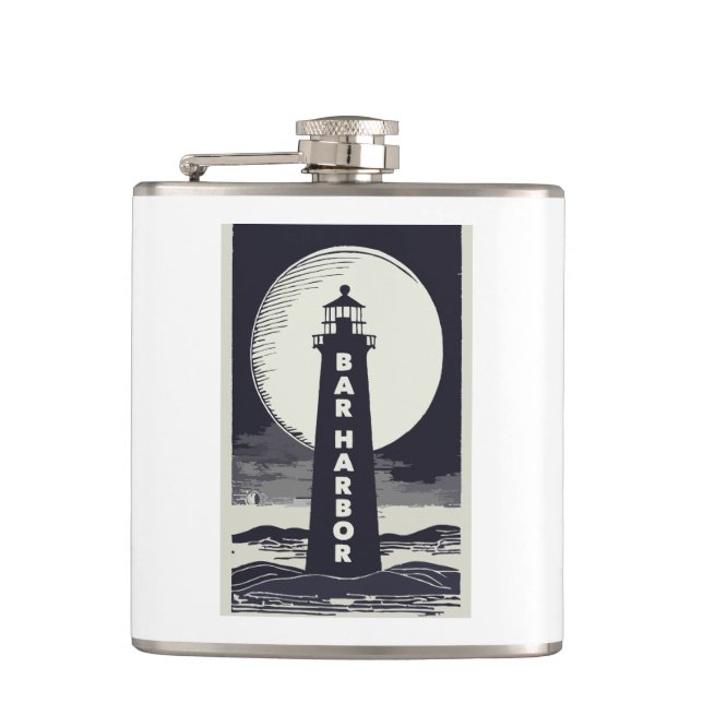 Bar Harbor Maine Lighthouse Moon Flask (Front)