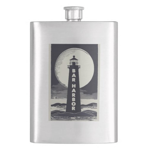 Bar Harbor Maine Lighthouse Moon Flask
