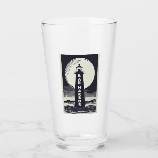 Bar Harbor Maine Lighthouse Moon Glass (Front)