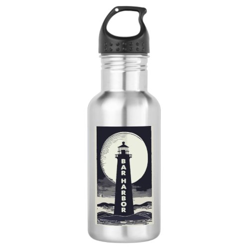 Bar Harbor Maine Lighthouse Moon Stainless Steel Water Bottle