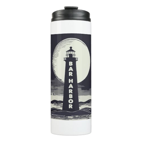 Bar Harbor Maine Lighthouse Moon Thermal Tumbler
