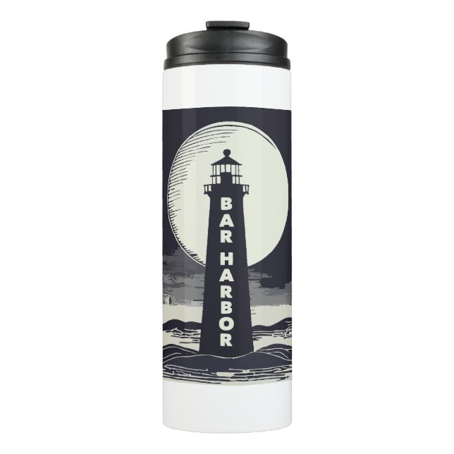 Bar Harbor Maine Lighthouse Moon Thermal Tumbler (Front)