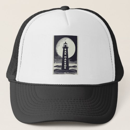 Bar Harbor Maine Lighthouse Moon Trucker Hat