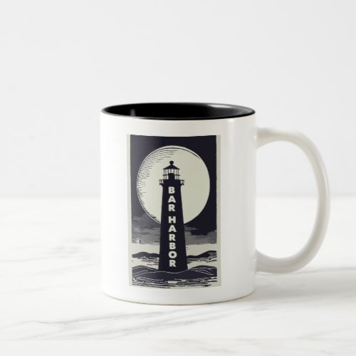 Bar Harbor Maine Lighthouse Moon Two_Tone Coffee Mug