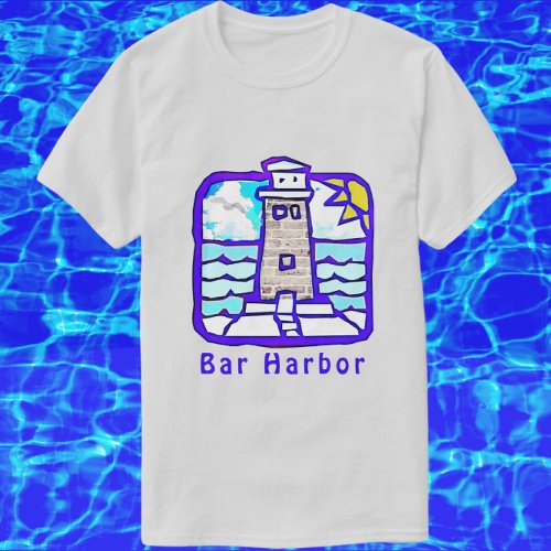 Bar Harbor Maine Lighthouse Ocean Waves Shirt