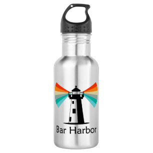 Bar Harbor Maine Lighthouse Rainbow Stainless Steel Water Bottle