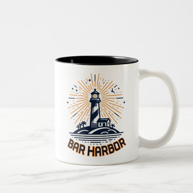 Bar Harbor Maine Lighthouse Sunrise Two-Tone Coffee Mug (Right)