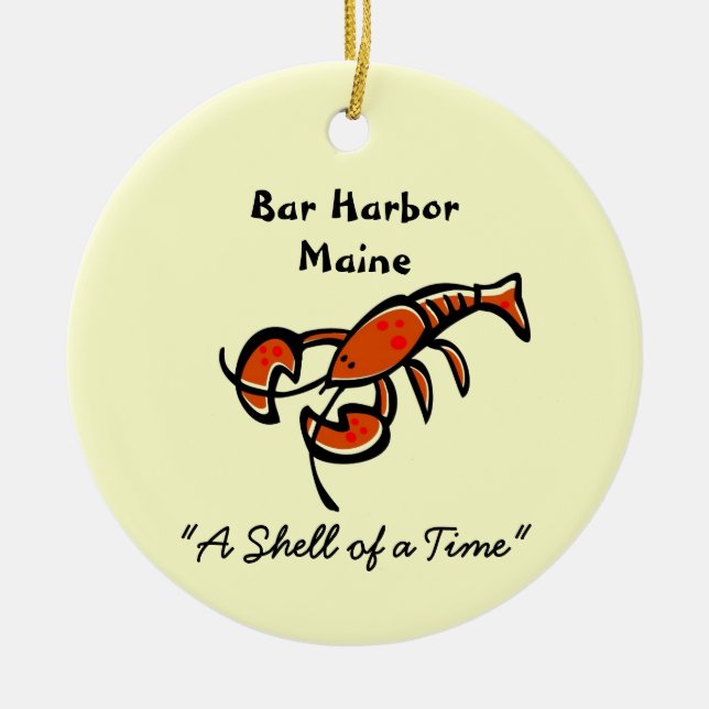 Bar Harbor Maine Lobster Ceramic Ornament (Front)