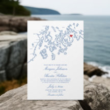 Bar Harbor Maine Map Elegant Navy Wedding