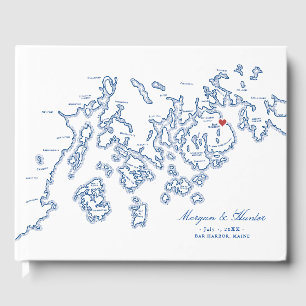 Bar Harbor Maine Map Hardcover Wedding Guest Book
