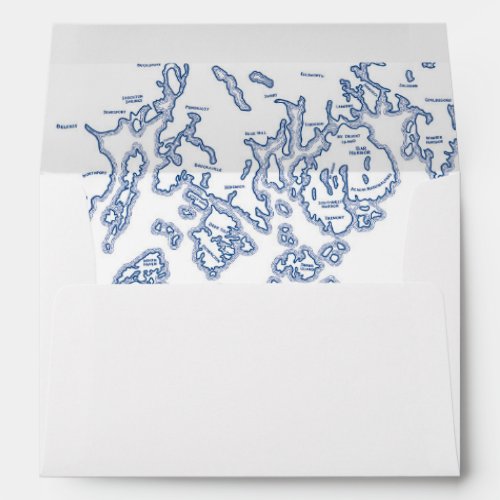 Bar Harbor Maine Map White Wedding Envelope