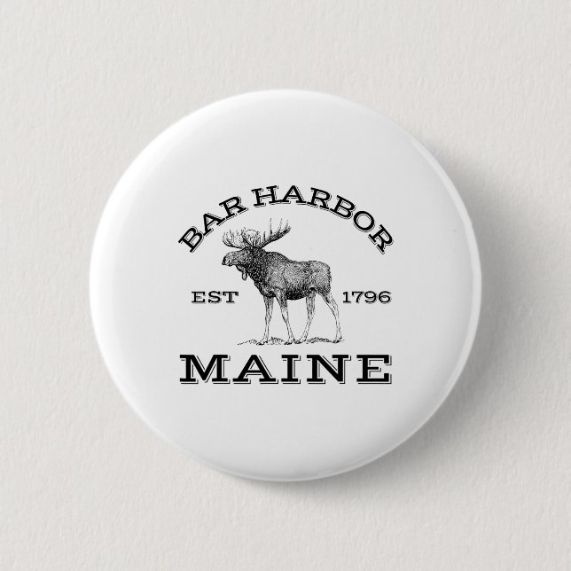 Bar Harbor Maine Moose Hiking Outdoors Acadia Nati Button (Front)