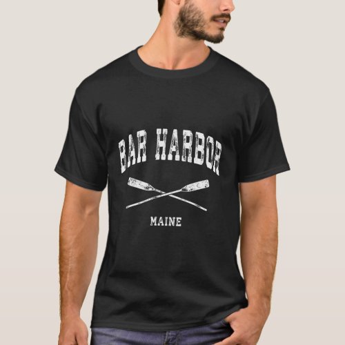 Bar Harbor Maine Nautical Crossed Oars T_Shirt