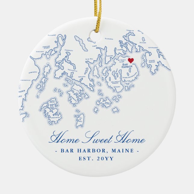Bar Harbor Maine Ornament - Home Sweet Home (Front)