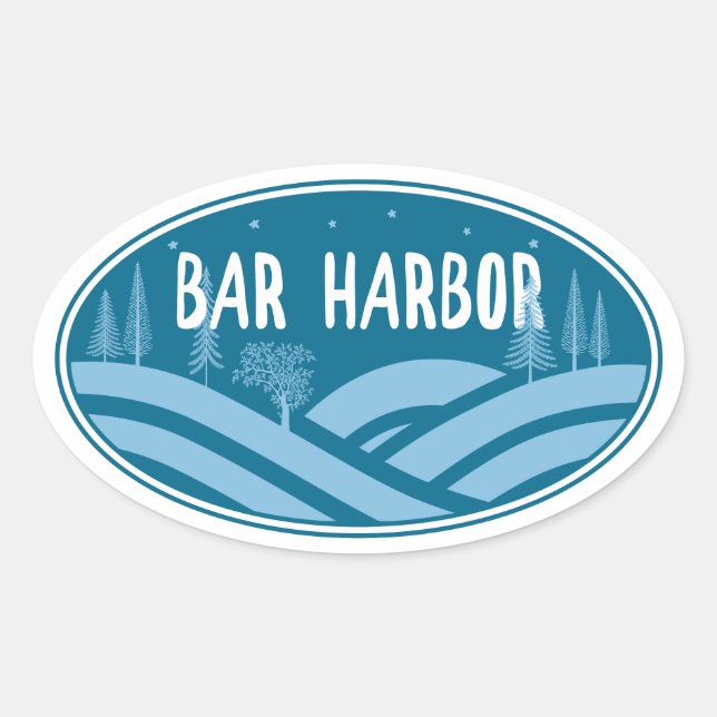 Bar Harbor Maine Outdoors Oval Sticker (Front)