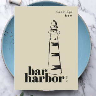 Bar Harbor Maine scribbled lighthouse  Postcard