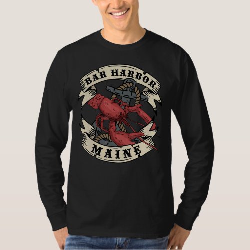 Bar Harbor Maine State Vintage Anchor and Lobster T_Shirt