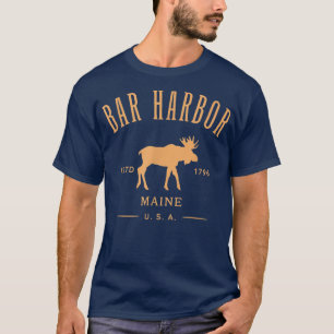 Bar Harbor Maine USA with Moose Design Souvenir  T-Shirt