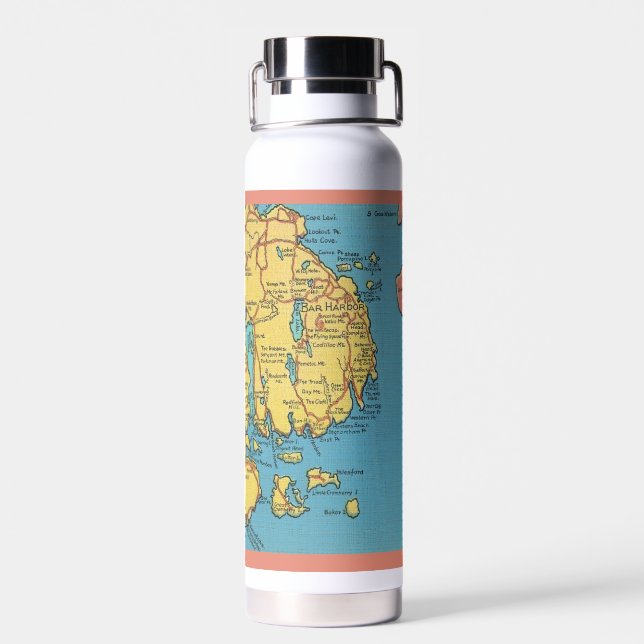 Bar Harbor Maine Vintage Map Water Bottle (Back)