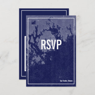 Bar Harbor Maine Vintage Map Wedding RSVP Card