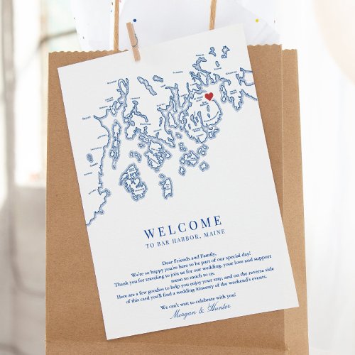 Bar Harbor Maine Wedding Welcome Itinerary Thank You Card