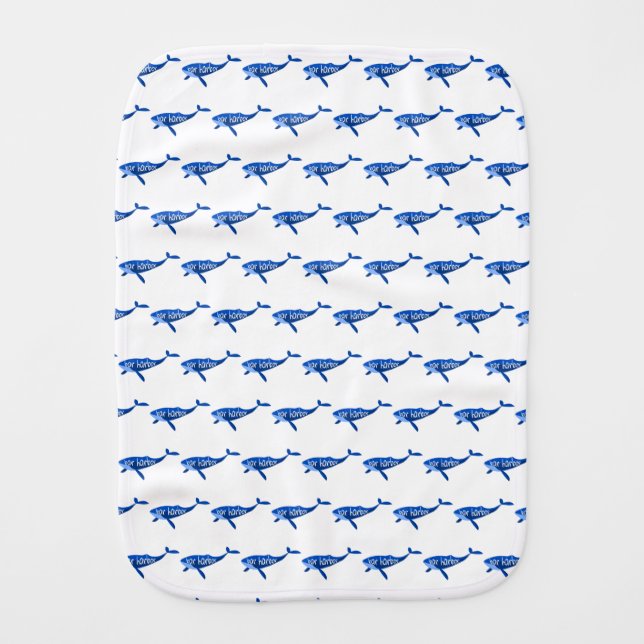 Bar Harbor Maine Whale Baby Burp Cloth (Front)