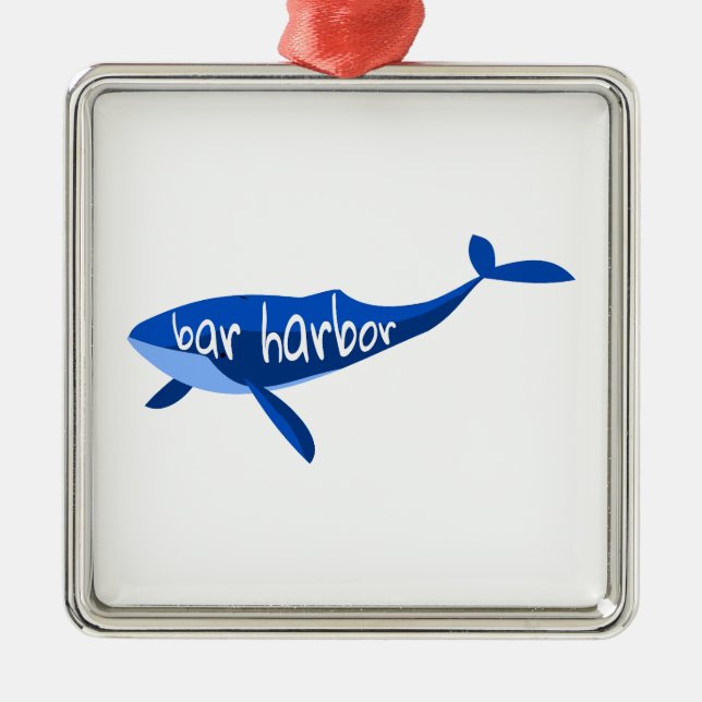 Bar Harbor Maine Whale Metal Ornament (Front)